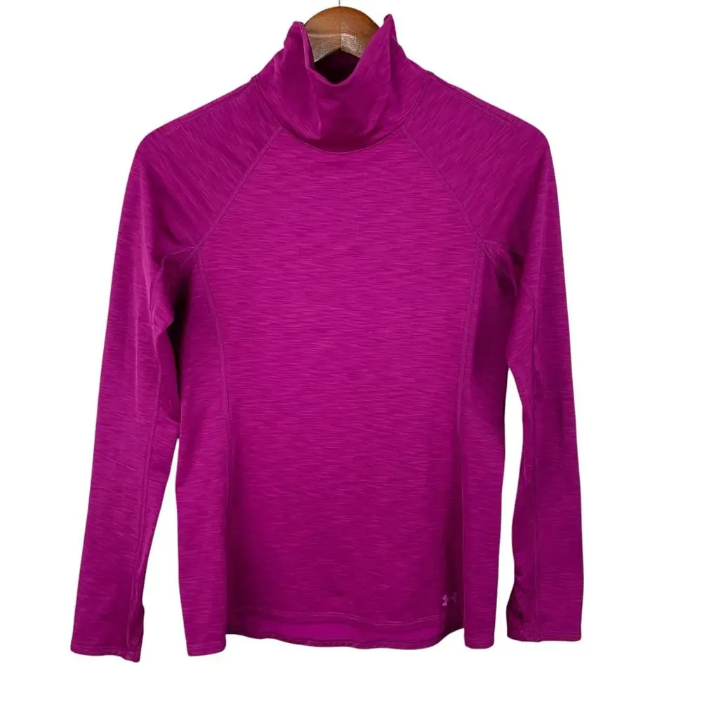 Under Armour Coldgear Top Long Sleeve Fitted Magenta Purple Turtleneck Women's M
